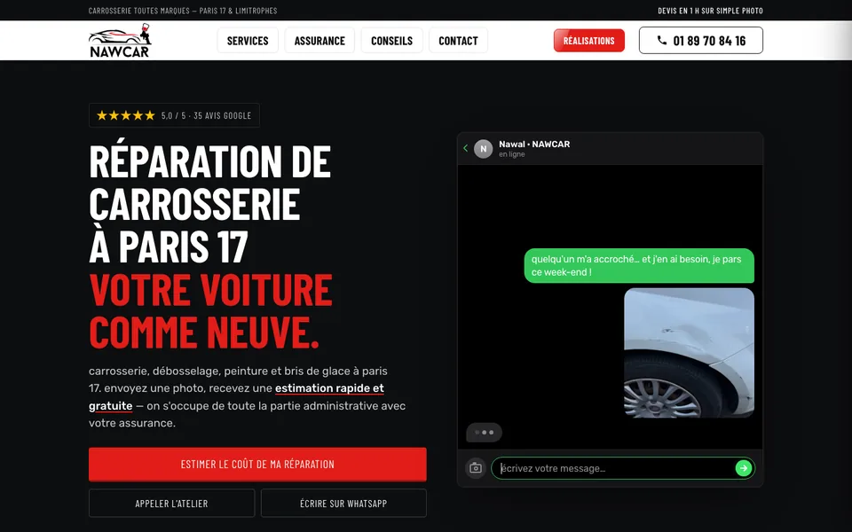 Page d'accueil du site nawcar.fr
