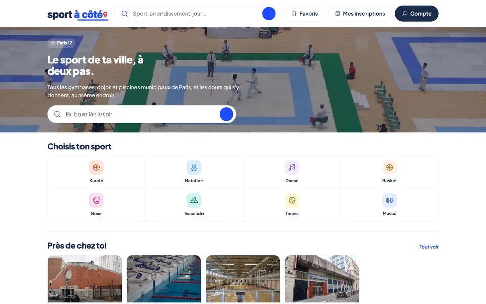 Page d'accueil de sportacote.fr