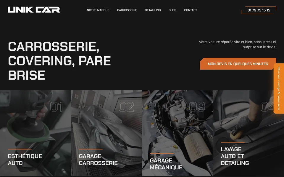 Page d'accueil du site unikcar.fr
